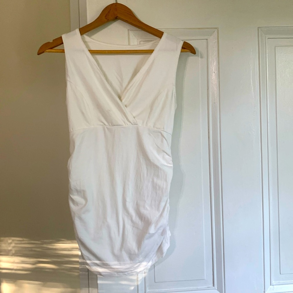 White maternity sleeveless shirt. Purchased from Pinkblush